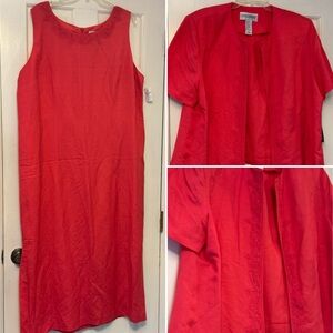 Jessica Howard Coral Midi Dress with Mandarin Collar Jacket